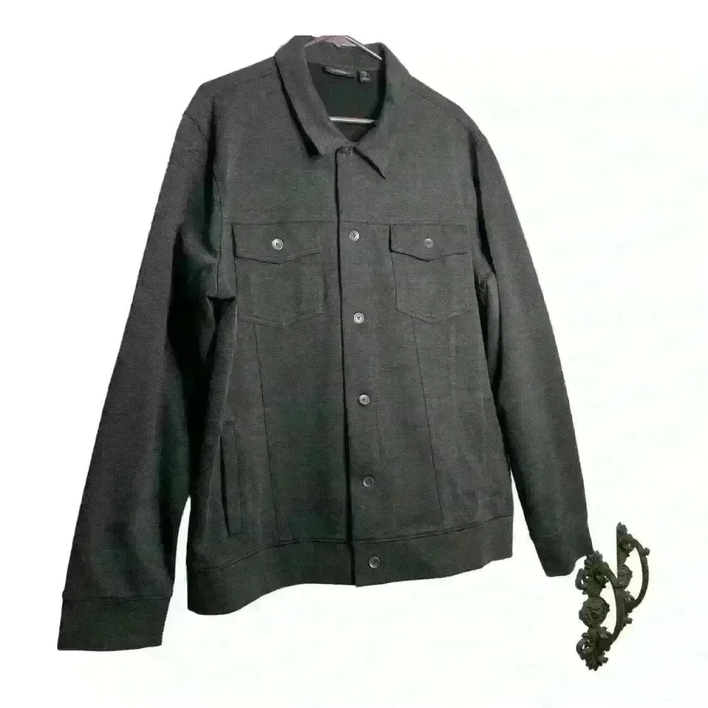 Marc Anthony black, snap front black, chest pockets, shacket-XXL
